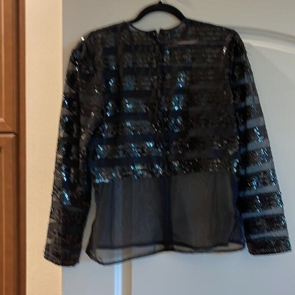 Blouse Sequins sheer Electra Cascade Vintage zip back lined in bra front area - - Picture 4 of 4